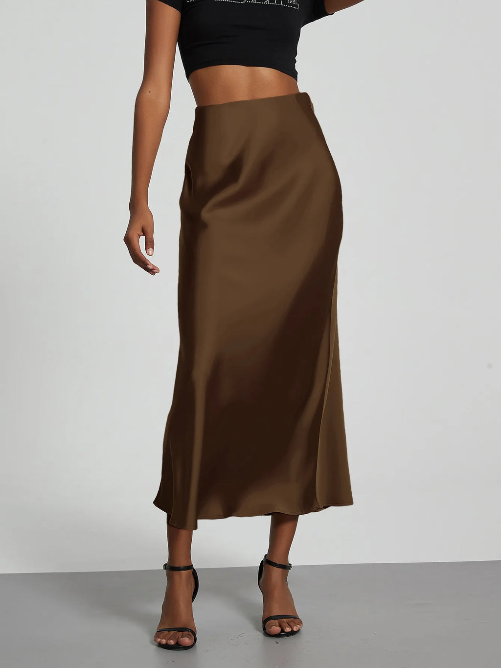 21 Colors New 2026 Women's Elegant High Waist Satin Long Skirts Female Summer Solid Color Faldas
