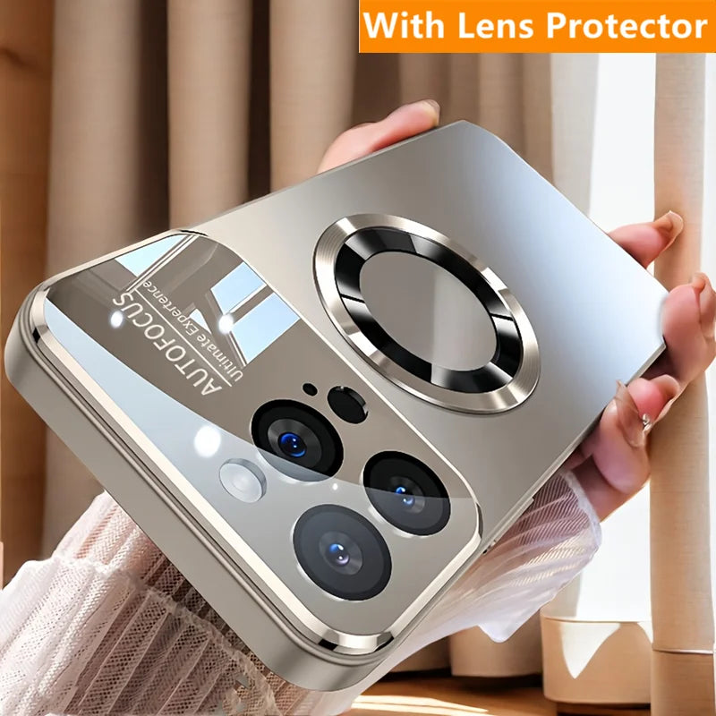Luxury Titanium Metallic Color Matte Magnetic Case for iPhone 17 16 15 14 13 12 Pro Max Plus Case for Magsafe Wireless Charge