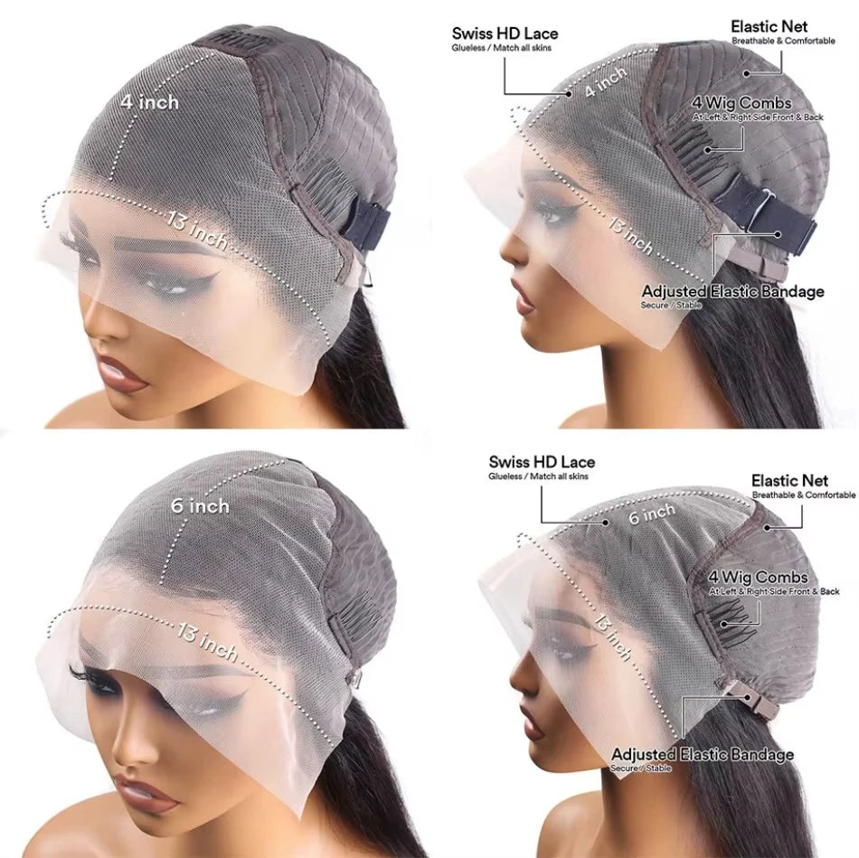 250 Density HD Lace Wig 13x6 Human Hair 30 40 Inch Body Wave Human Hair Wigs Lace Frontal Pre Plucke Brazilian Hair For Women