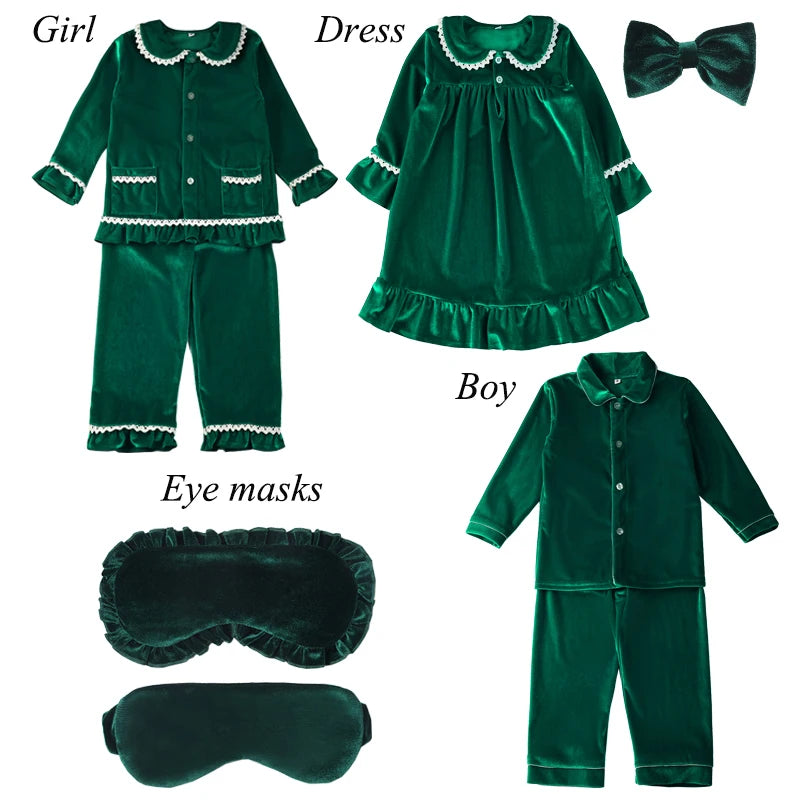 Mudbala 2025 Red Velvet Luxury Pajama Sets For Women Men Kids Boys And Girls Family Matching Christmas Pyjamas With Eye Masks