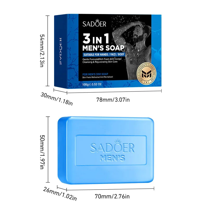 SADOER Men's Facial Soap Face Wash Foam Facial Cleanser Moisturizing Hydrating Oil Control Men Body Bathing Soap