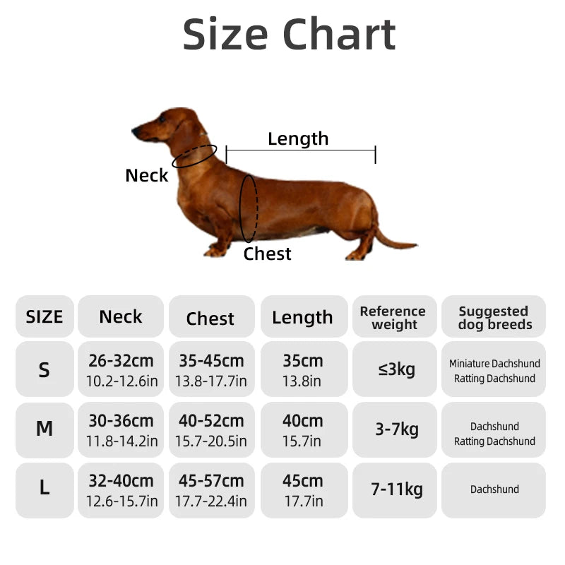 Autumn/Winter Dog Clothes for Dachshund Soft Warm Water Repellent Dog Jacket for Sausage Dog Quilted Outdoor Short-Leg Dog Coat