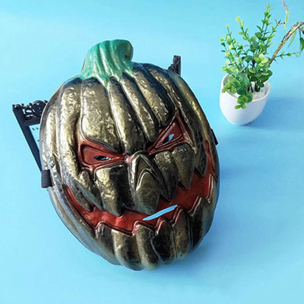 Halloween Horror Pumpkin Head Mask Masquerade Costume Mask Halloween Party Decor Props Supplies Full Face PVC Spoof Masks New