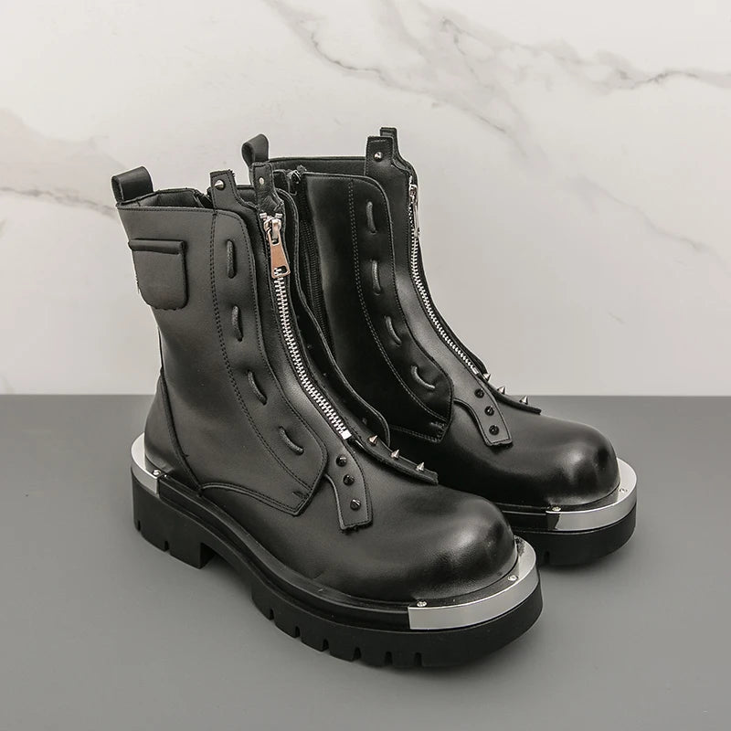 Winter Men Business Chelsea Shoes Black Men Long-sleeved Thick-soled Anti-slip Brand Warm Boots Outdoor Training Boots Men
