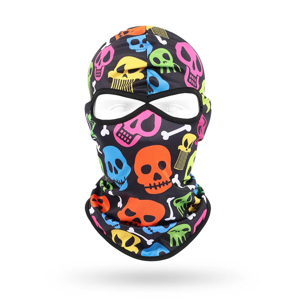 2 Holes Skull Balaclava Outdoor Motorcycle Riding Face Mask Windproof Caps Rider Head Cover Ski Masks MTB Bicycle Headgear