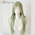Matcha Green Lace Front Wig 13x4 Frontal Wig 26inch Long Straight Hair Wig for Cosplay High Temperature Resistant Synthetic Wigs