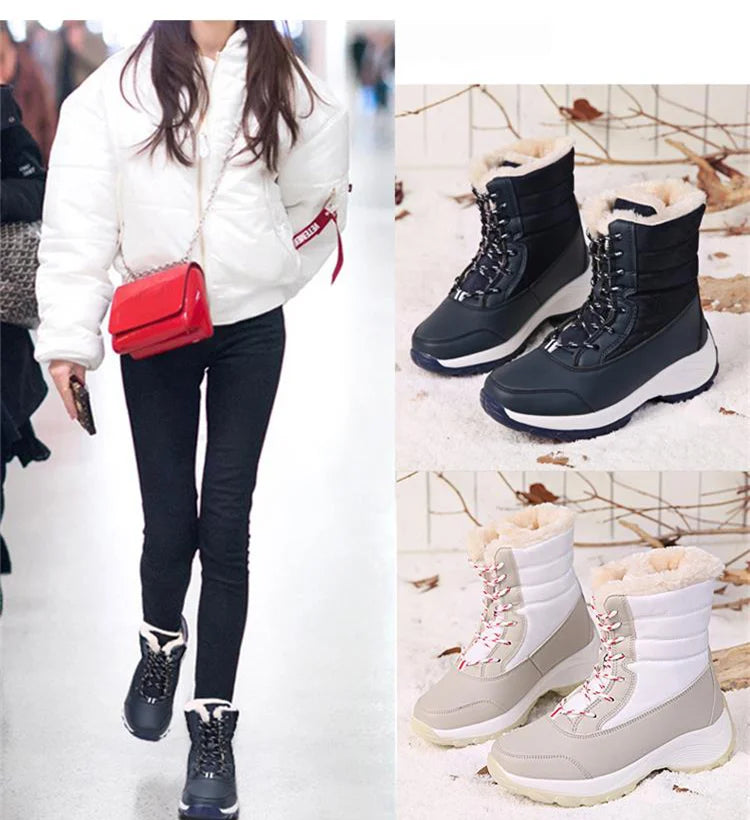 Winter Shoes Waterproof Boots Women Snow Boots Plush Warm Ankle Boots For Women Female Winter Shoes Booties Botas Mujer