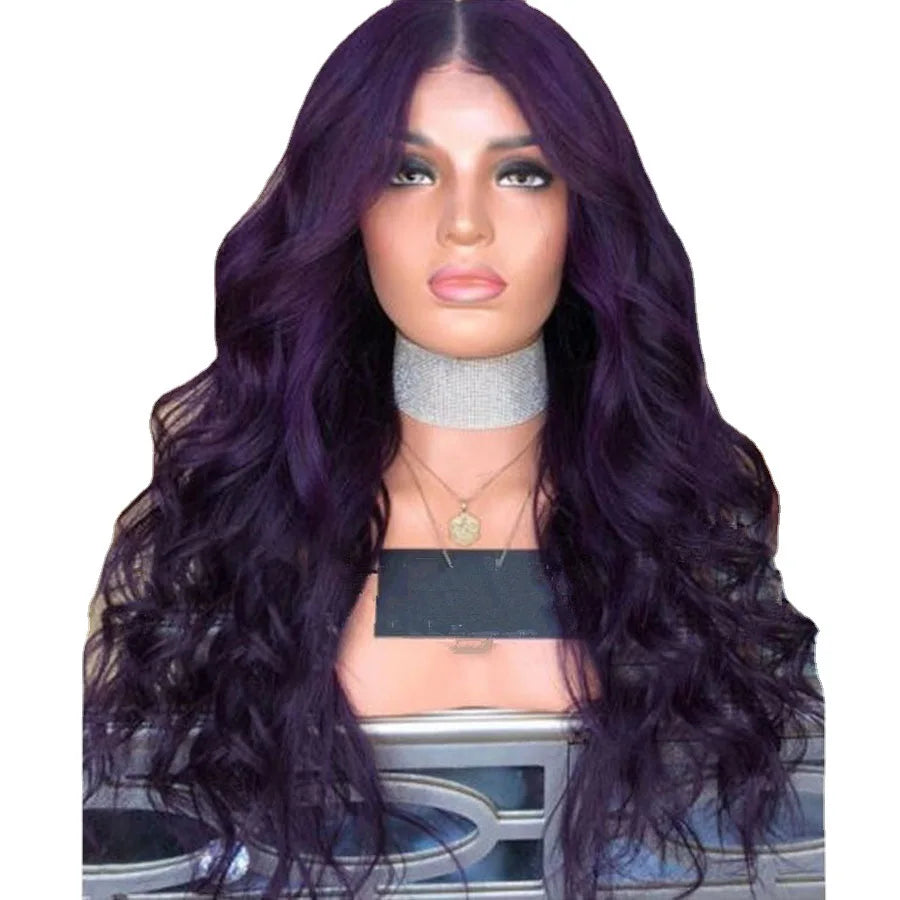 Wavy Purple Wigs Synthetic Hair Cosplay Wig Long Colored Wigs For Women Female Costume Wig Grey Green Pink Red Dark Brown Blue