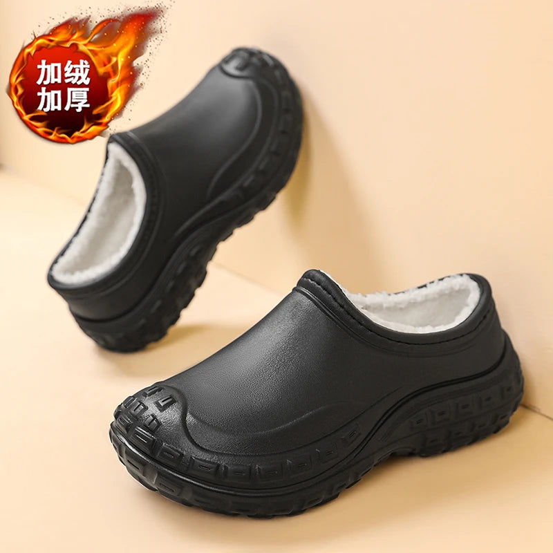 Men's and women's winter shoes lightweight waterproof, non slip cotton shoes plush warm outdoor cotton slippers black snow shoes