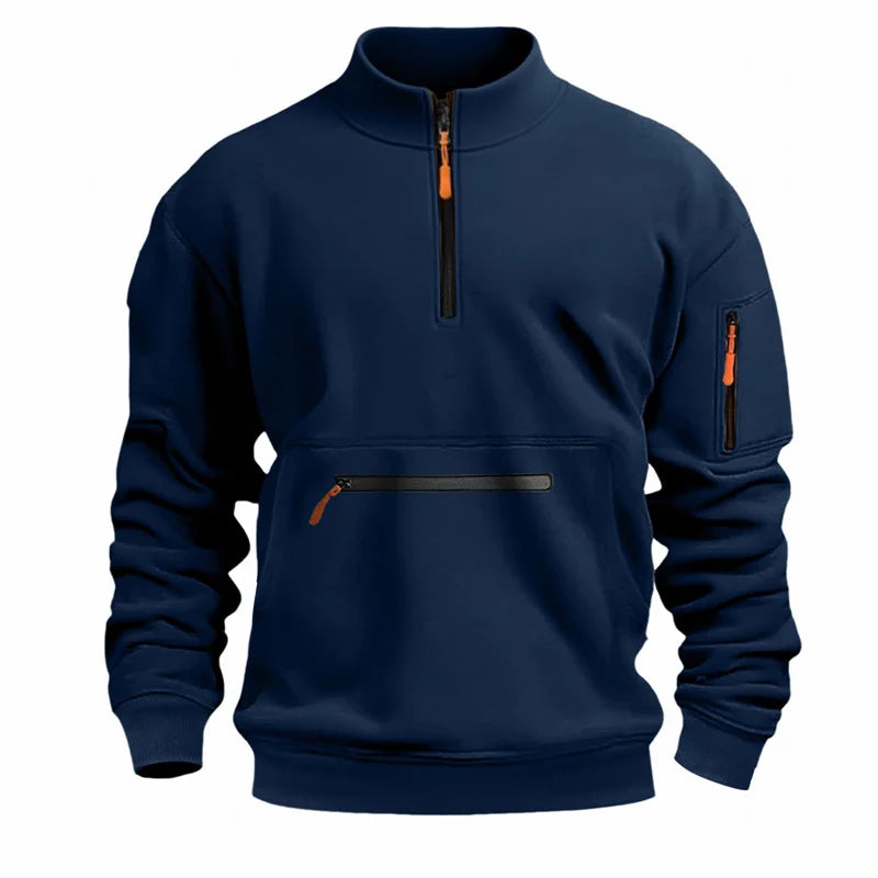 autumn winter Half-zipper stand collar Sweatshirts man and woman Solid Color Fleece Pullover Daily leisure tops Men Sweatshirt