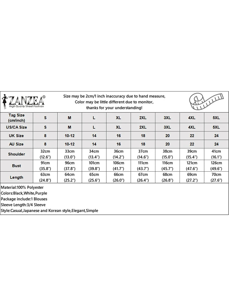 ZANZEA Women Fashion Blouse Chic 3/4 Sleeve Ruffle Hem Top Shirt 2026 Summer Round Neck Loose Blusa Elegant Irregular Work Tunic