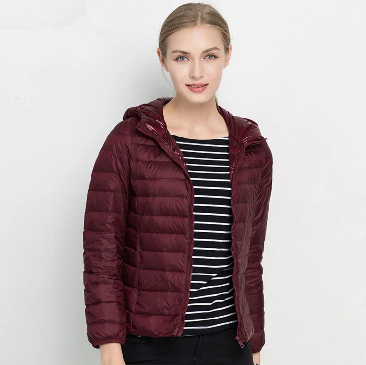 Johnature 2026 New Women Coat Autumn Winter White Duck Down Jacket Solid Colors Warm Slim Zipper Fashion Light Down Coat