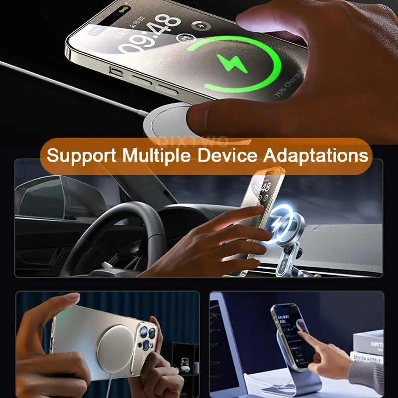 Luxury Titanium Metallic Glass Window Magnetic Wireless Charging Phone Case for iPhone 16 15 14 13 12 11 Pro Max Plus Back Cover