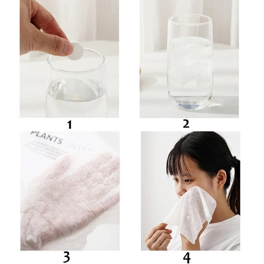 100pcs Compressed Towels, Disposable Portable Face Towels for Cleansing, for Wet And Dry Use, Portable for Travel, Campin