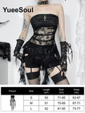 Gothic Crop Tops Black Spaghetti Strap Mesh Slim Corset Tops 2026 New Goth Punk Grunge Fairy Core Sexy Y2K Halloween Clothing
