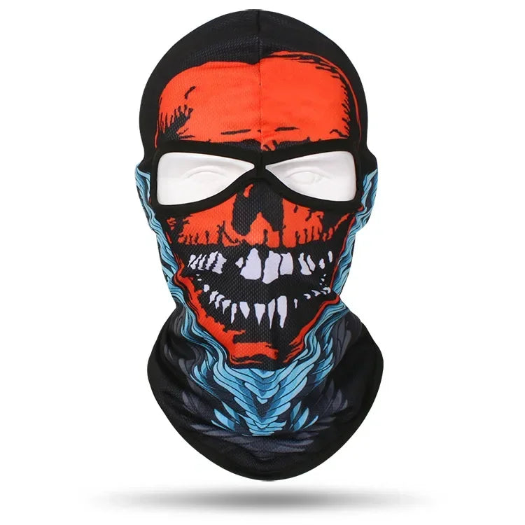 2 Holes Skull Balaclava Outdoor Motorcycle Riding Face Mask Windproof Caps Rider Head Cover Ski Masks MTB Bicycle Headgear