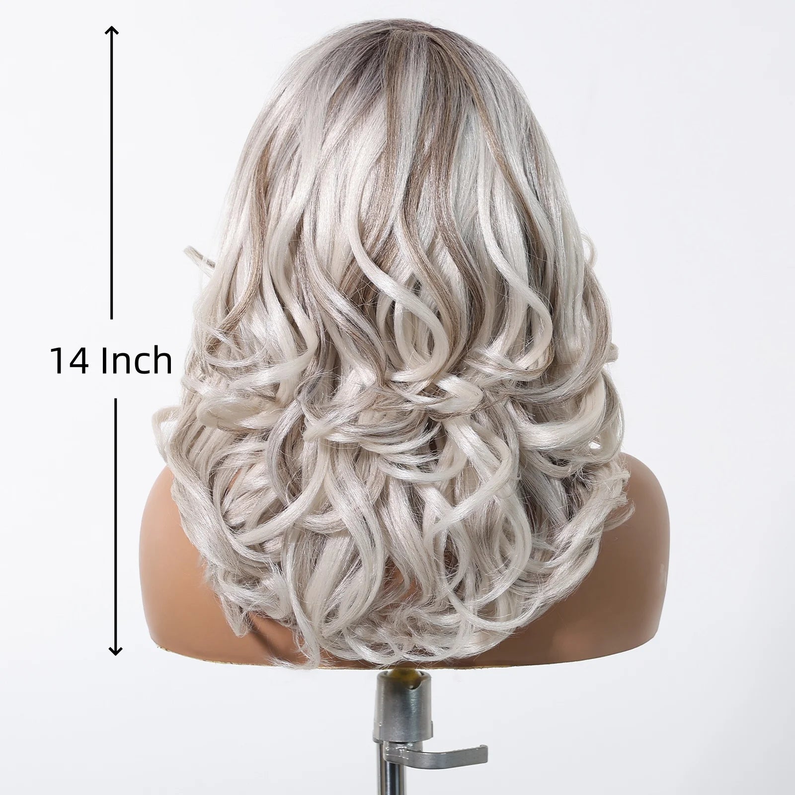 Gray White Highlight Synthetic Wigs 13*6 Transparent Swiss Lace Frontal Wigs Body Wave Long Curly Wigs for Women Elder Mommy Wig