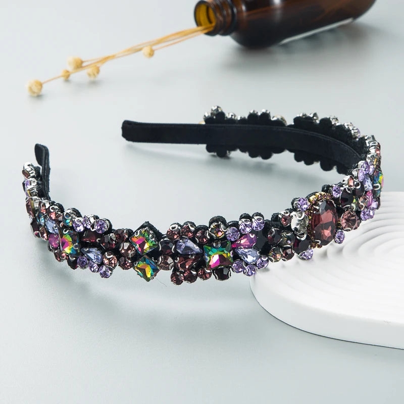 Baroque Retro Court Headband, Popular Design With Rhinestone Crystal Hair Band, Korean Style Face Wash Hair Accessories