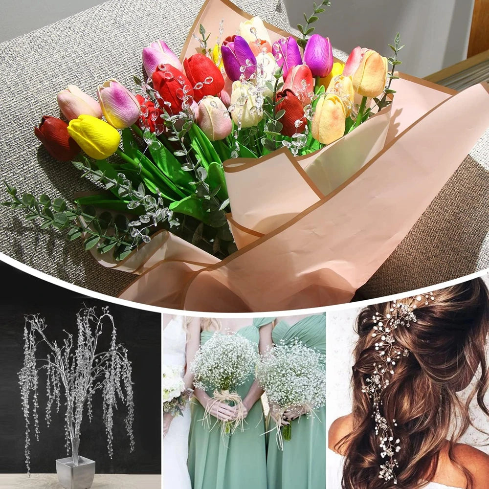 Artificial white crystal acrylic water droplet handmade Hot sale wedding bridal bouquet wreath hairpin DIY gift decor accessory