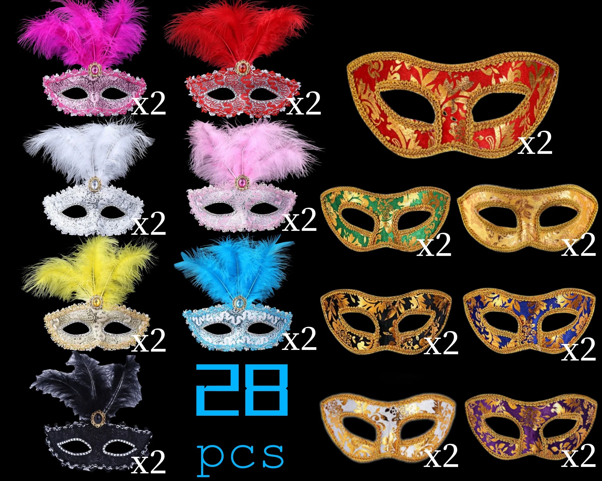 14-56pcs Mardi Gras Masks Masquerade Mask Vintage Antique Masks 14 Stlyes Venice Mask For Carnival Party Club Cosplay Favor