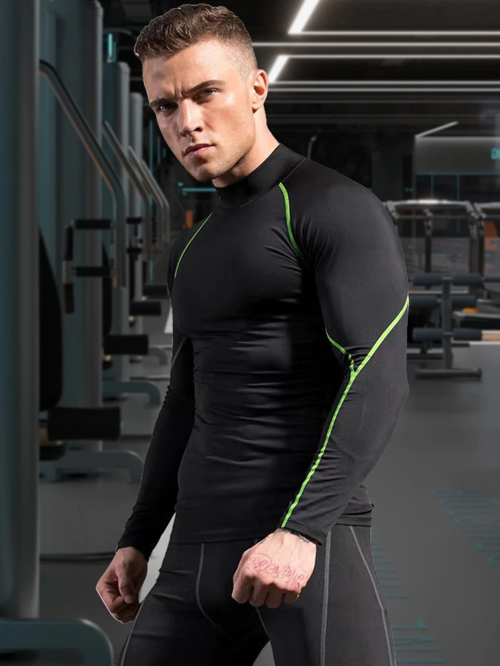 Men High Collar Thermal Underwear Elastic Thermal Shirt Man Compression Undershirts Long Johns Man Sport First Layer Sleepwear