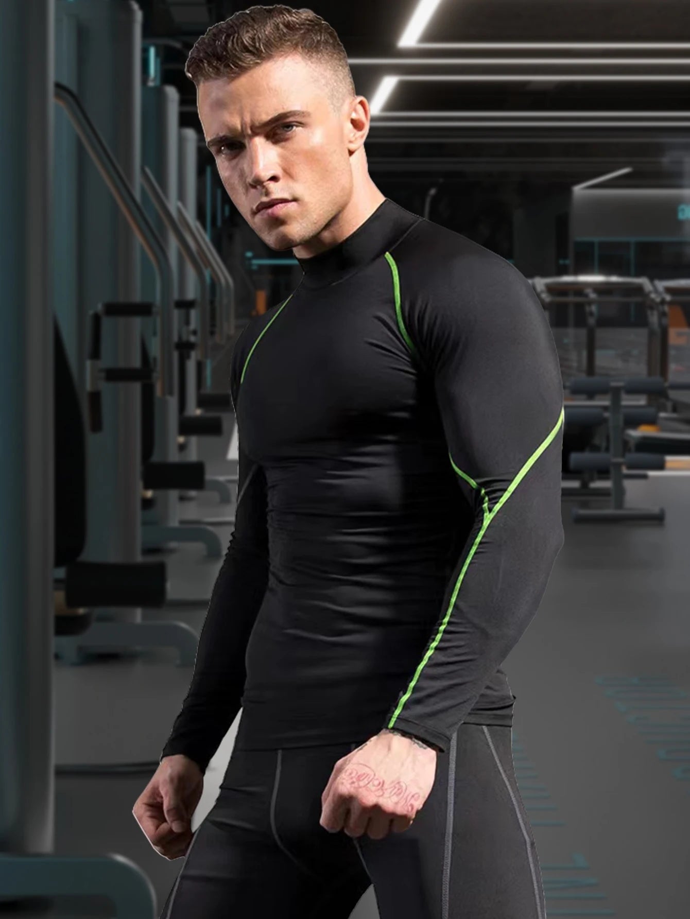 Men High Collar Thermal Underwear Elastic Thermal Shirt Man Compression Undershirts Long Johns Man Sport First Layer Sleepwear