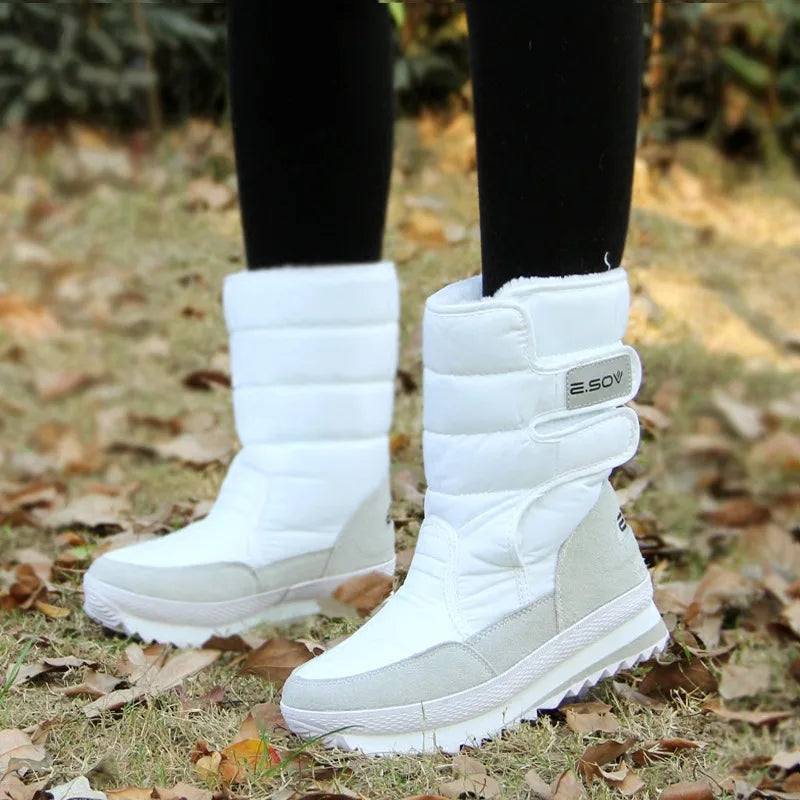 Winter Thick Women's Snow Boots Warm Plush Mid-calf Boots Non Slip Waterproof Platform botas invierno mujer Casual White Shoes