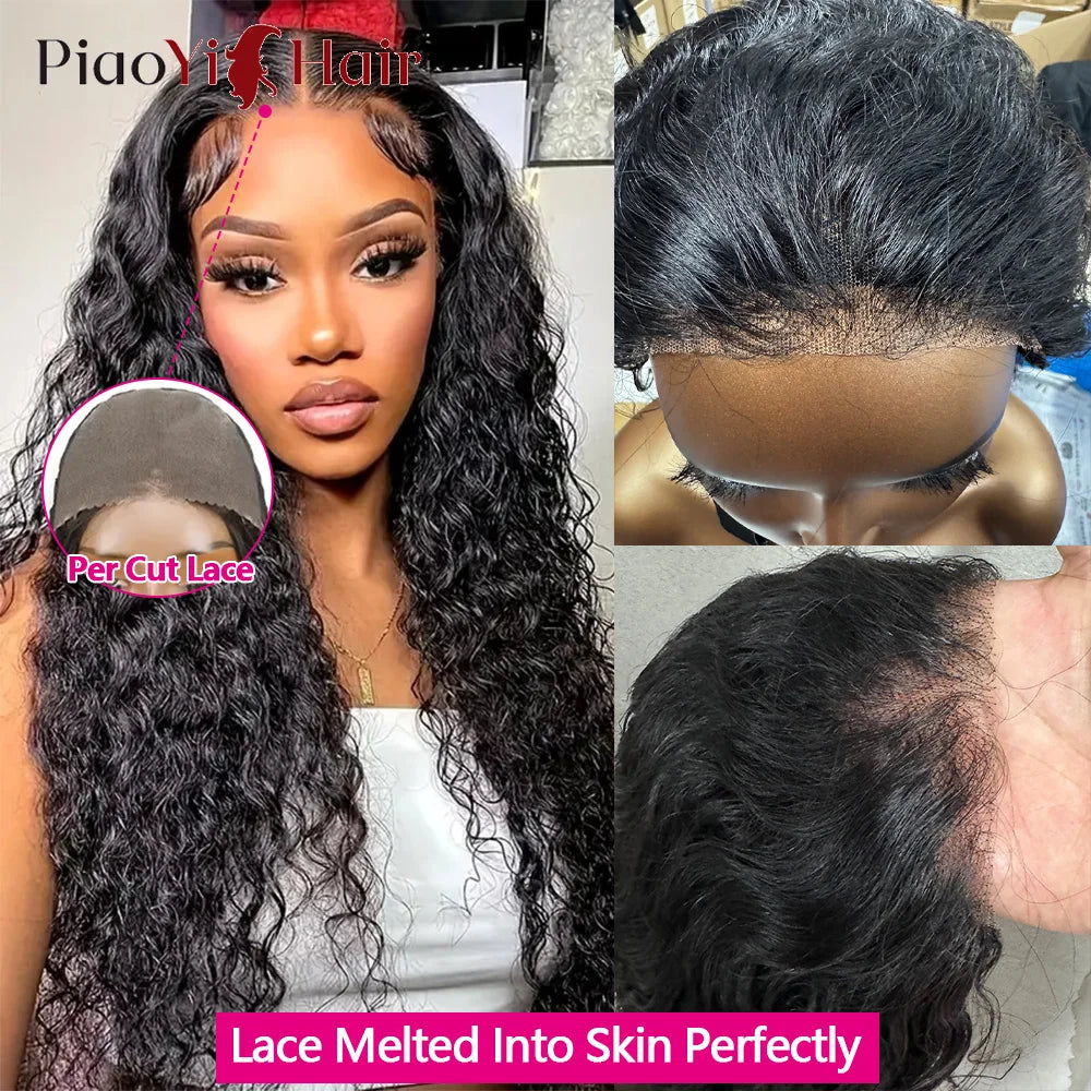 6X4 Lace Glueless Wigs Human Hair Water Wave Wig Ready To Wear Go Wig Brazilian Human Hair Curly Glueless Wig Pre Cut For Women