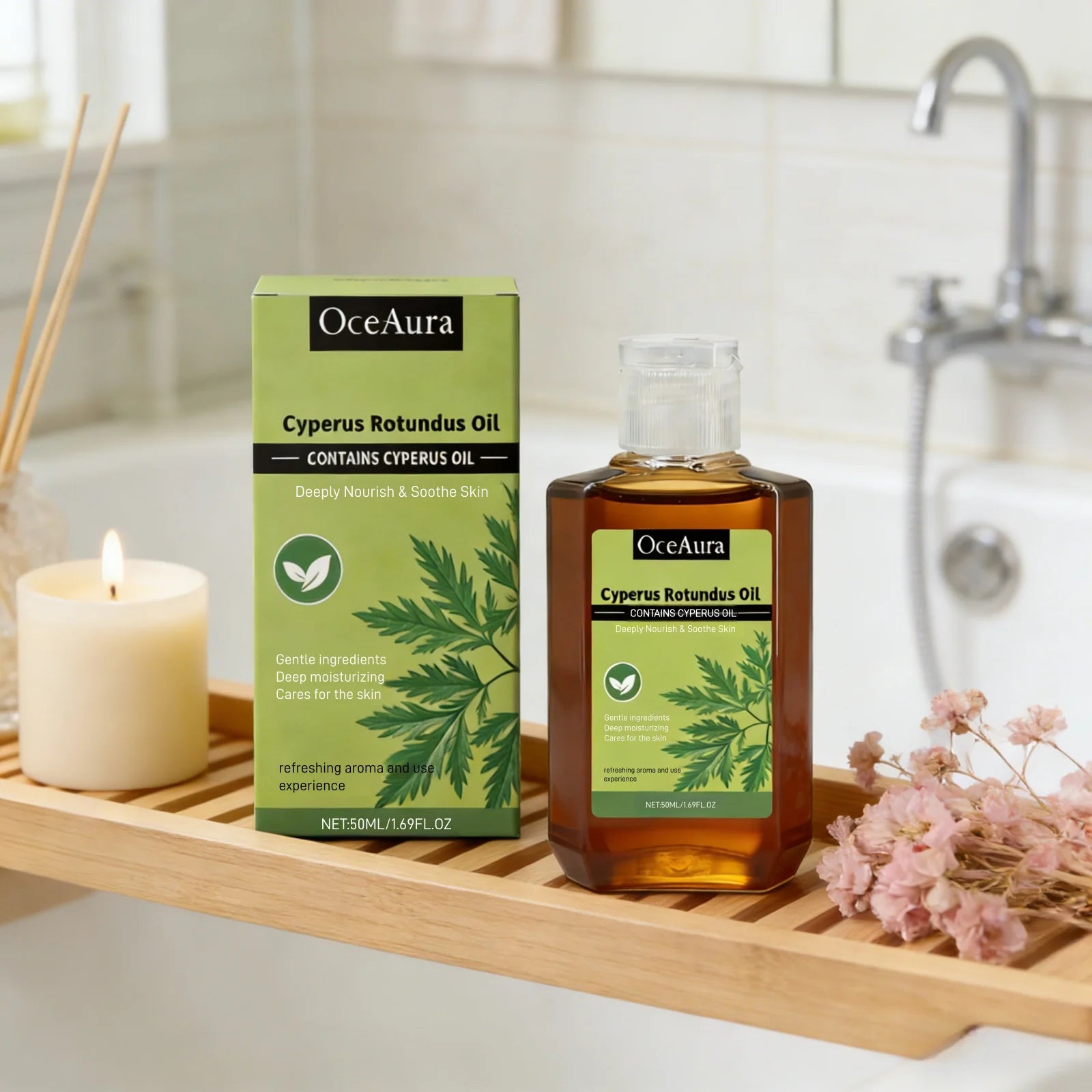 OceAura Cyperus Rotundus Oil Deep Hydration Repair Skin Soothing Improve Redness Non Greasy Massage Oil for the Body Care 50ml