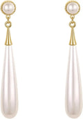 French Elegant Imitation Pearl Drop Shape Long Earrings Party for Women Trendy