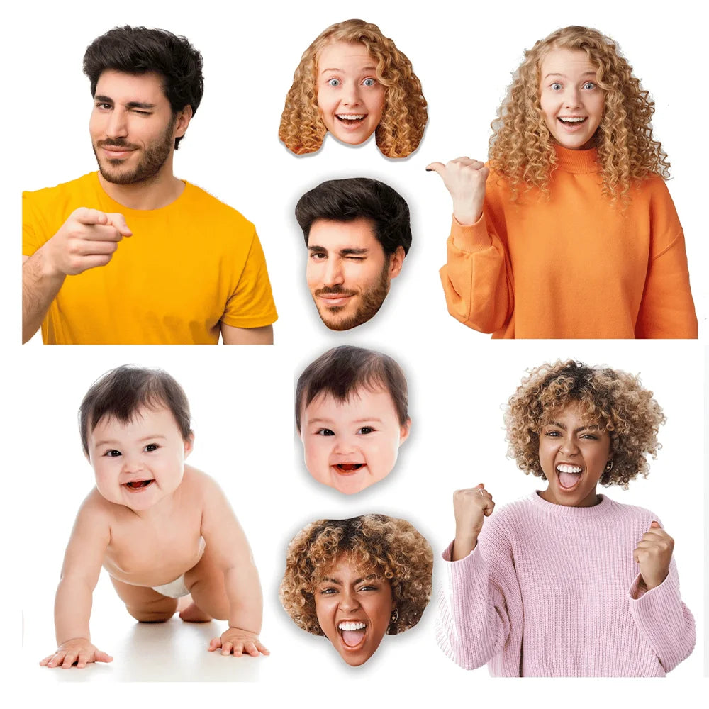 1/3/5/10PCS Custom Face Birthday, Wedding Party Photography Props Personalized Kids Game Head Masks for Festival Photobooth