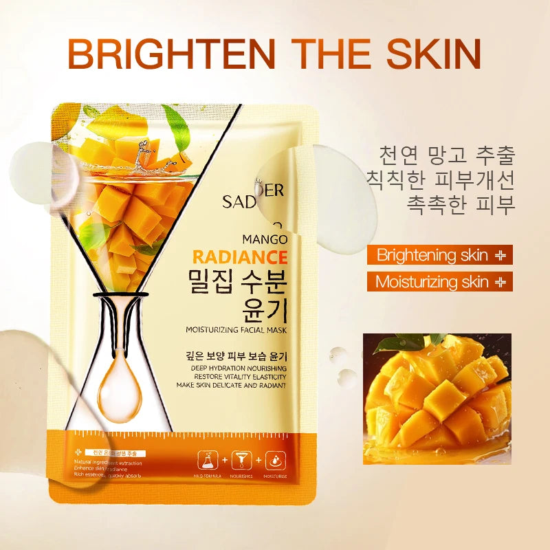 8pcs SADOER Fruits Face Mask for Facial Moisturizing Brightening Firming Hydrating Facial Masks Korean Skin Care Cosmetics