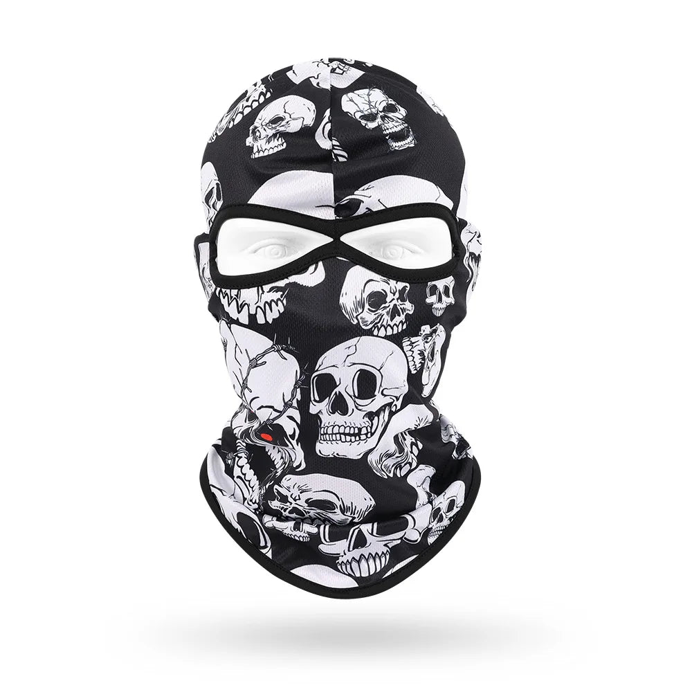 2 Holes Skull Balaclava Outdoor Motorcycle Riding Face Mask Windproof Caps Rider Head Cover Ski Masks MTB Bicycle Headgear