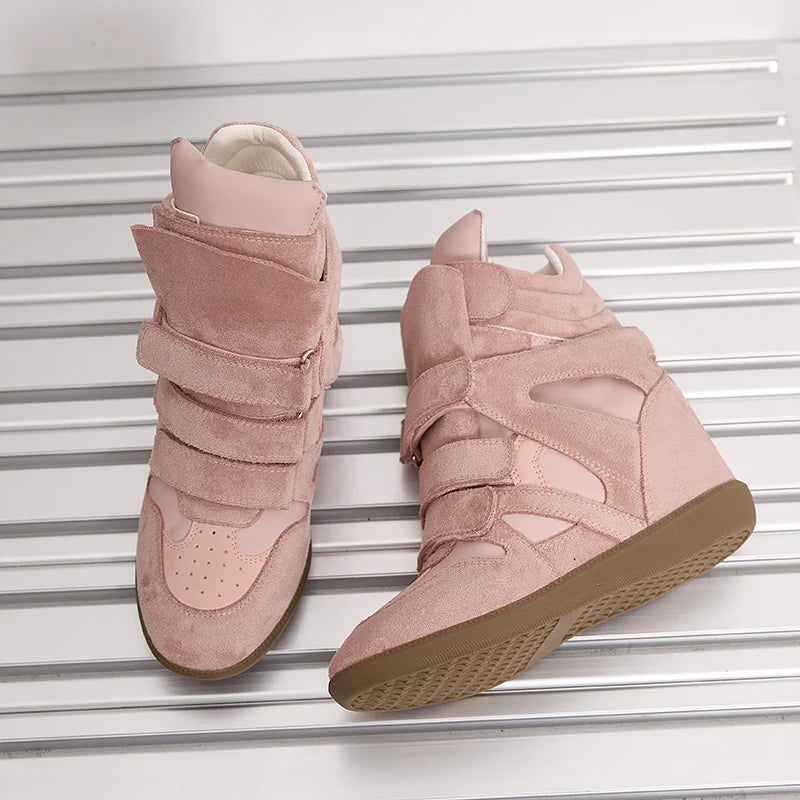 AIYUQI Women’s Ankle Boots 2026 New Genuine Leather 8CM Hidden Heel Women’s Platform Casual Sneakers Women