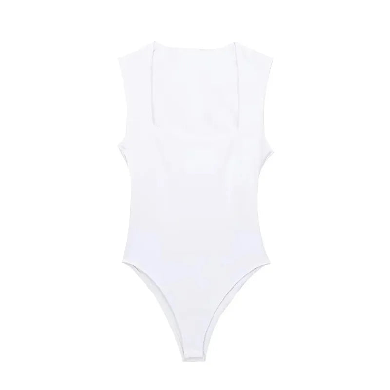 MUJER Woman Black Body Sleeveless Bodysuit Women Square Neck Sexy Lingerie For Women Body Wide Straps Bodycon Summer 2026 Tops