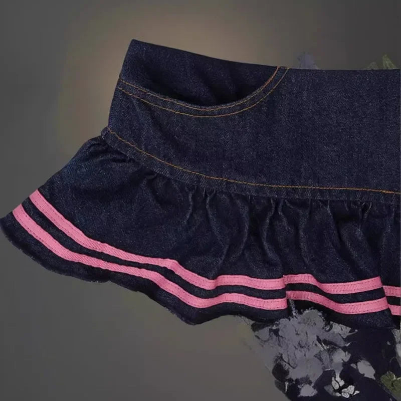 Skirt Women's 2026 New Summer Pink High-grade Pleated Denim Skirt Women's Clothes Bow Sweet Style