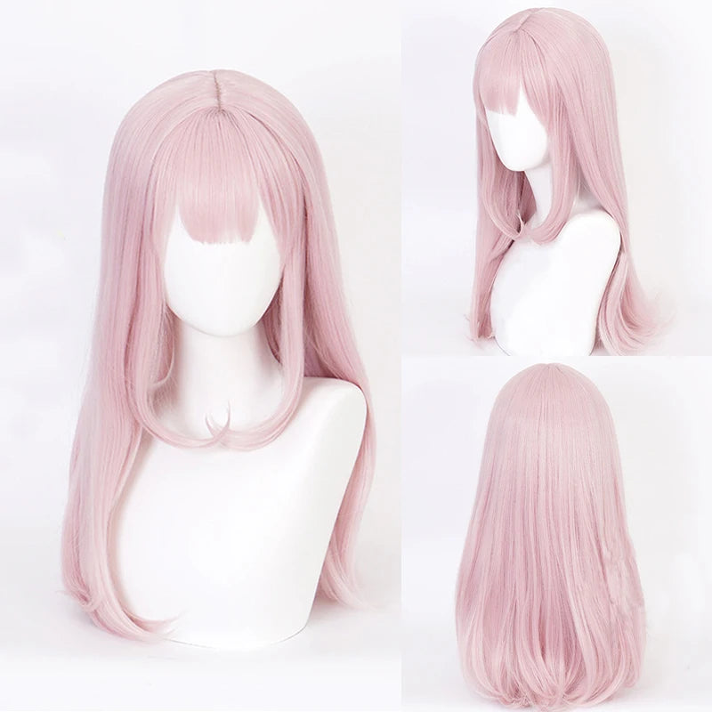 RANYU Anime Pink Long Straight Wig Synthetic With Bangs Women Natural Hair for Coaplay Lolita Daily Party