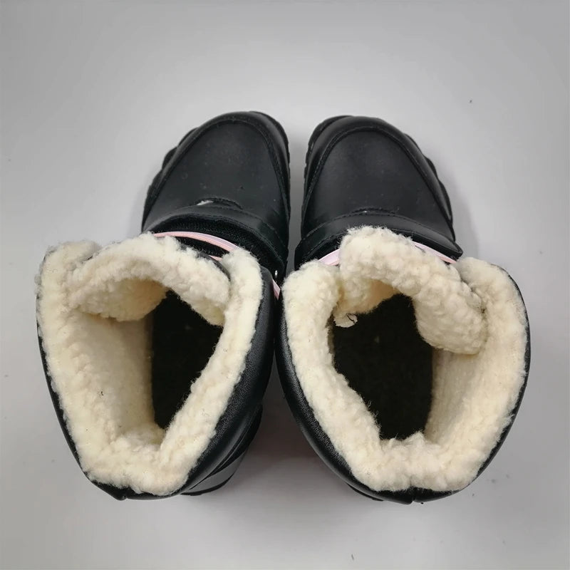 ZZFABER Girls Barefoot Boots Warm Soft  Winter Shoes for Girls Flexible Snow Boots