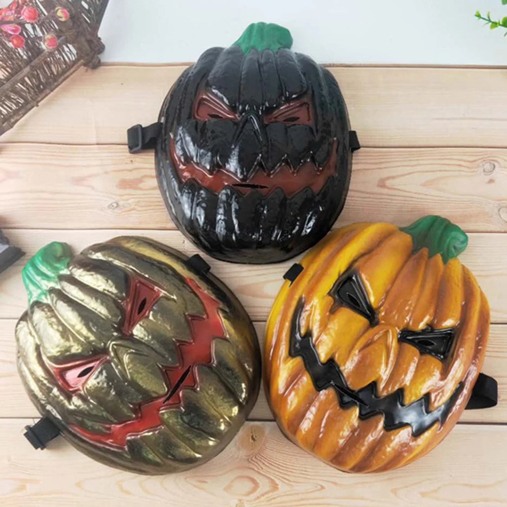 Halloween Horror Pumpkin Head Mask Masquerade Costume Mask Halloween Party Decor Props Supplies Full Face PVC Spoof Masks New