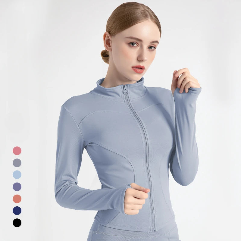 2026 Spring and Summer New Women's Fitness Jacket Quick-drying Collar Yoga Clothes Long-sleeved Breathable Sports Cycling Top
