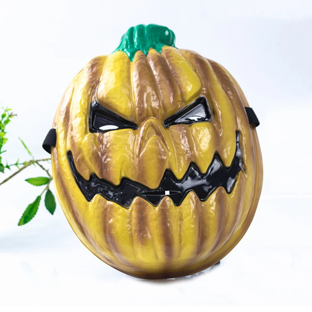 Halloween Horror Pumpkin Head Mask Masquerade Costume Mask Halloween Party Decor Props Supplies Full Face PVC Spoof Masks New
