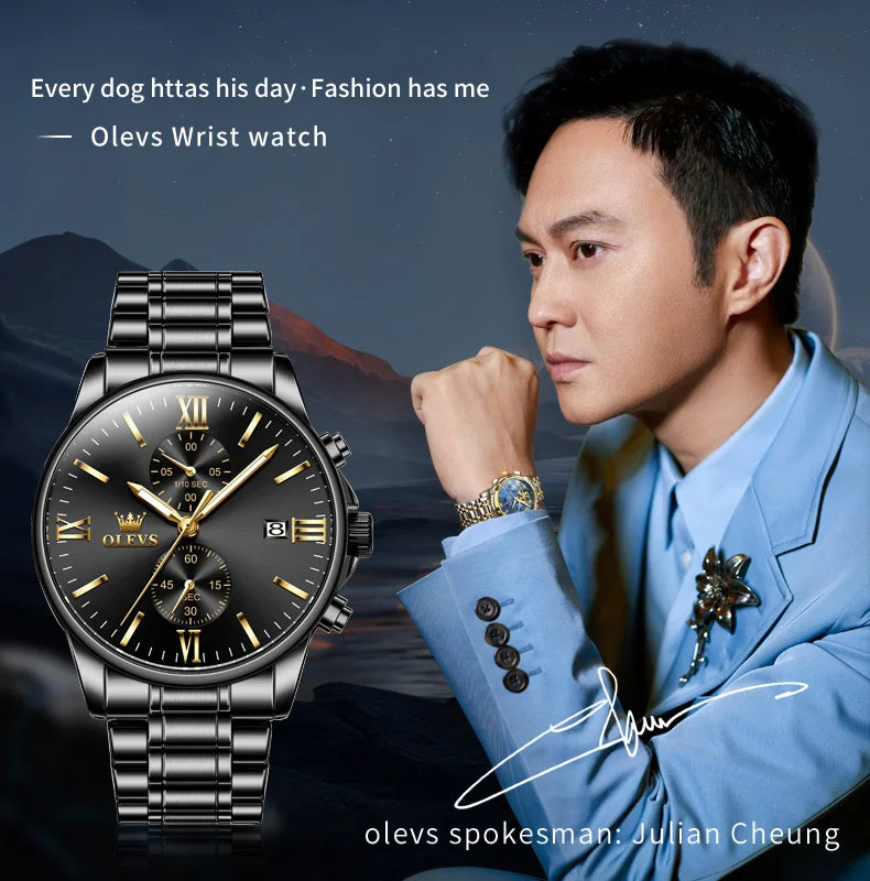 OLEVS 2886 Mens Watch Business Luxury Quartz Watch Waterproof Luminous Watch For Man  Multifunctional Chronograph Watch Original
