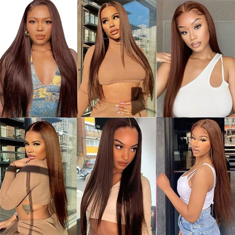 30 inch Chocolate Brown 13x6 Lace Frontal Wig Straight Human Hair Wigs Colored Human Hair 13x4 Lace Frontal Wig Pre plucked