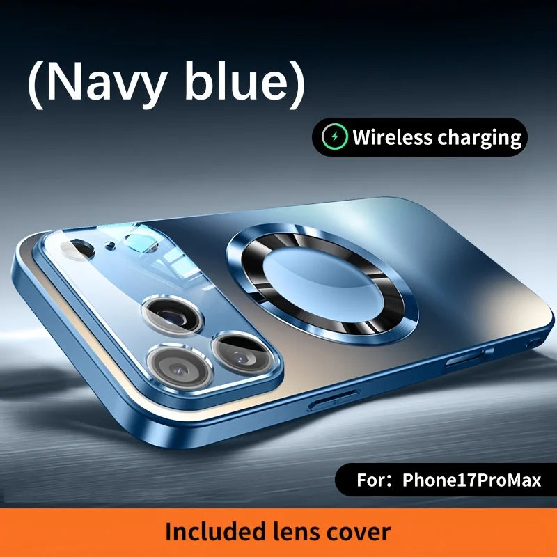 Luxury Titanium Metallic Matte Case For iPhone 17 16 15 14 13 12 11 Pro Max Plus For Magsafe Glass Lens Protection back Cover