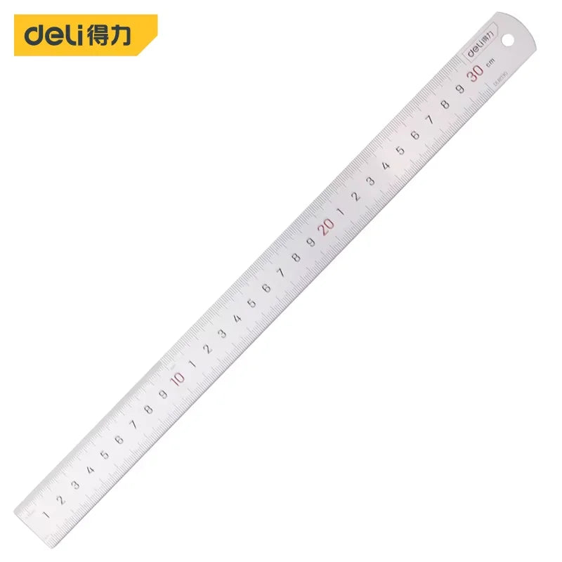 Deli 1 Pcs 15/20/30/50cm Multi-standard Measuring Ruler Stainless Steel Woodworking Portable Hand Percision Measuring Tools