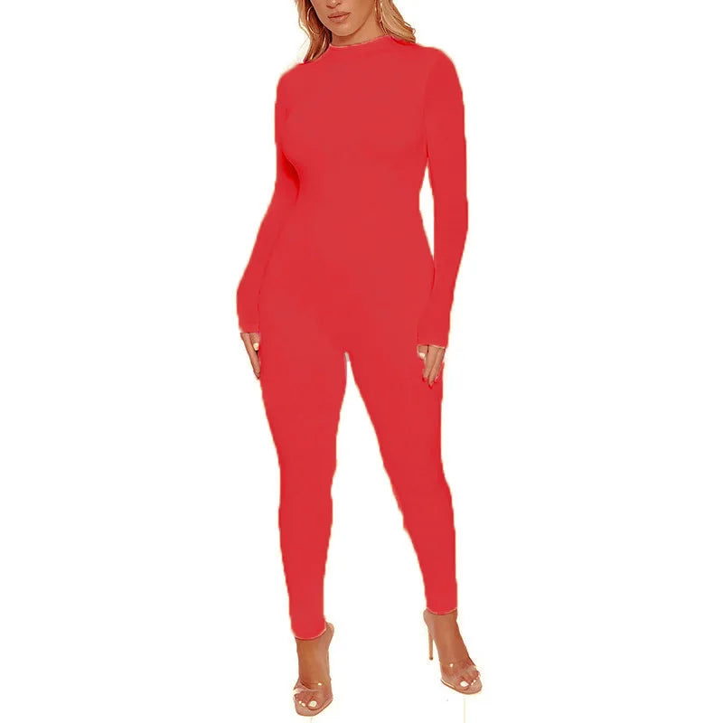 2026 Fall Women Sexy Jumpsuit Streetwear Long Sleeve Bodycon Solid Sport Fitness Jumpsuits Romper Overalls For Women Body suit