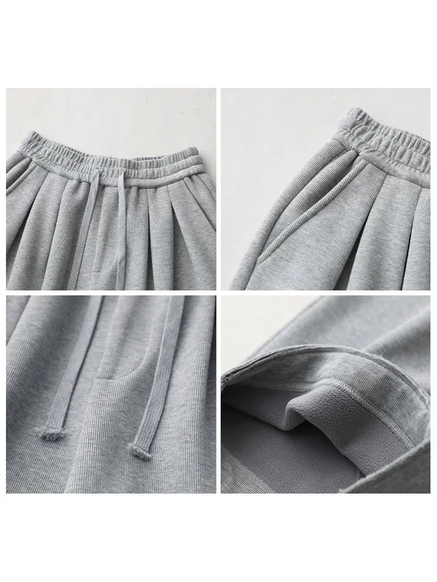 CHIC VEN Women's Pant Streetwear Solid Loose New Drawstring Sports Casual Trousers High Waisted Pants Autumn Winter 2026