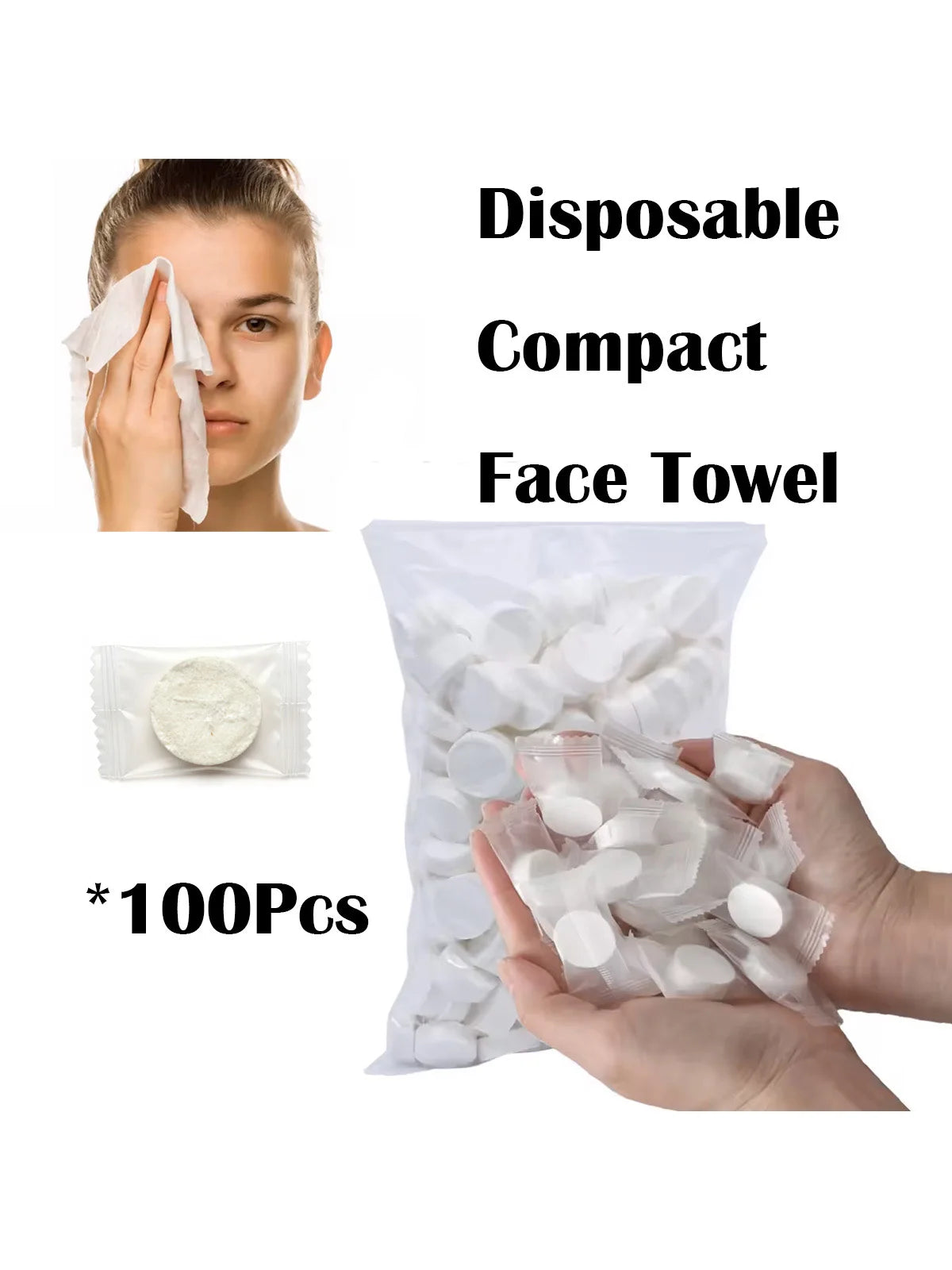 100pcs Compressed Towels, Disposable Portable Face Towels for Cleansing, for Wet And Dry Use, Portable for Travel, Campin