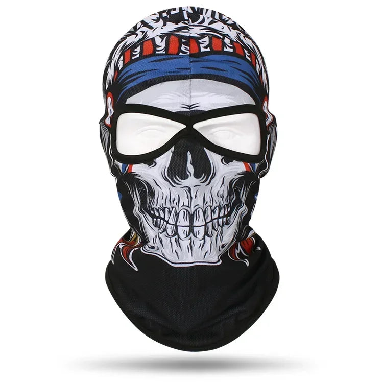2 Holes Skull Balaclava Outdoor Motorcycle Riding Face Mask Windproof Caps Rider Head Cover Ski Masks MTB Bicycle Headgear