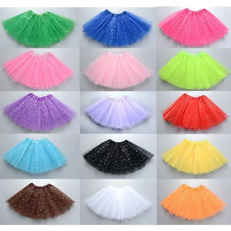 Wholesale  Girls Tulle Star Short Tutu Skirt Children Fancy Ballet Dancewear Party Costume Ball Gown Mini Skirt